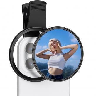 K&F Concept 67mm ND2-32 Filter (1-5 Stopp), Universell Handykamera Variable ND Filter mit Clip, Telefonkamera Objektivfilterset für Variable ND2-32 Filter Kompatibel mit Alle Handymodelle