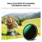 Filtre polarisant circulaire et variable ND2-32 (1-5 arrêts) de 62 mm CPL et filtre d'objectif HD 3 en 1 Black Mist 1/4 avec 28 couches multicouches pour objectifs d'appareil photo série Nano-Xcel