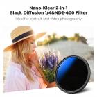 Filtro ND2-400 variável de 62 mm (1-9 pontos) e névoa preta 1/4 com 18 revestimentos múltiplos para lentes de câmera da série Nano-Klear