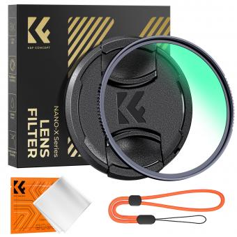 Nano Xcel-Serie UV Filter 58mm mit Objektivdeckel+Reinigungstuch MC Super Slim Schutzfilter mit 28 Schichten Nanobeschichtungen Ultraviolett-Filter