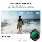 K&F CONCEPT Variable ND Filter Compatible with DJI Mini 5 Pro, ND2-32 1-5 Stops Multicoated HD Optical Glass Lightweight Drone Camera Lens Accessories for Aerial Photography Video Recording
