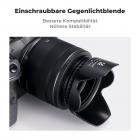 Die Gegenlichtblende wird mittels eines Gewindes drehbar am Kameraobjektiv befestigt, diese Befestigungsmethode ist sicherer