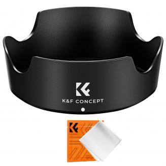 Pare-soleil à baïonnette K&F Concept Canon EW63C, avec un chiffon de nettoyage pour aspirateur *1, adapté pour RF 24-50 mm f/4,5-6,3 IS STM ; EF-S 18-55 mm f/3,5-5,6 IS STM ; EF-S 18-55 mm f/4-5,6 IS STM et autres objectifs