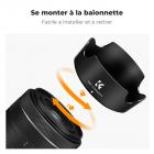 Pare-soleil à baïonnette K&F Concept Canon EW63C, avec un chiffon de nettoyage pour aspirateur *1, adapté pour RF 24-50 mm f/4,5-6,3 IS STM ; EF-S 18-55 mm f/3,5-5,6 IS STM ; EF-S 18-55 mm f/4-5,6 IS STM et autres objectifs