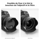 Pare-soleil à baïonnette K&F Concept Canon EW63C, avec un chiffon de nettoyage pour aspirateur *1, adapté pour RF 24-50 mm f/4,5-6,3 IS STM ; EF-S 18-55 mm f/3,5-5,6 IS STM ; EF-S 18-55 mm f/4-5,6 IS STM et autres objectifs