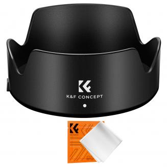 Pare-soleil à baïonnette K&F Concept Canon EW73D, avec un chiffon de nettoyage pour aspirateur *1, pour objectifs RF 24-105 mm F4-7,1 is STM, EF-S 18-135 mm f/3,5-5,6 IS USM