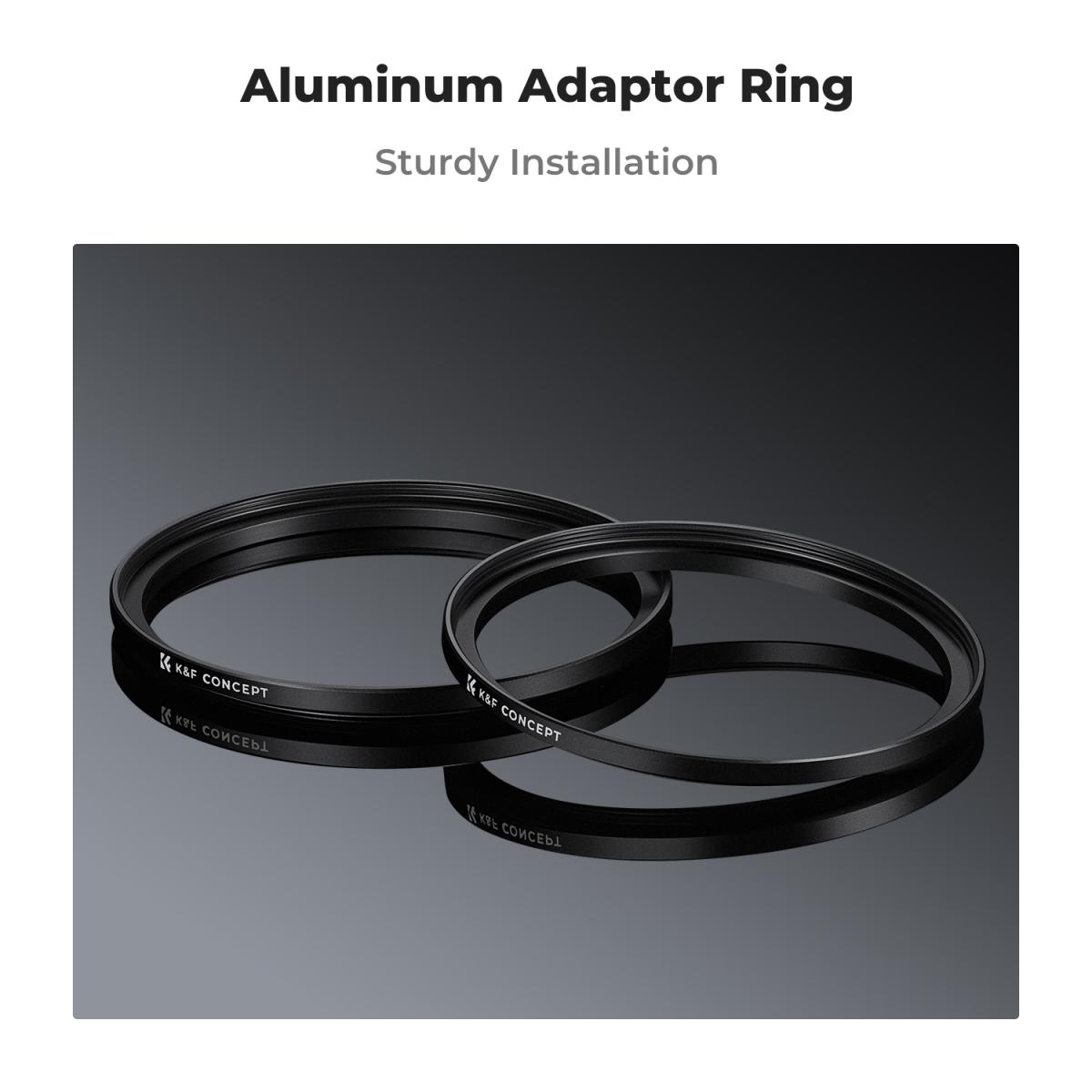 49-55mm Step Up Ring Aviation-grade Aluminum Filter Adapter Ring 2-pack with a Cleaning Cloth