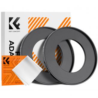 49-77mm Step Up Ring Aviation-grade Aluminum Filter Adapter Ring 2-pack with a Cleaning Cloth