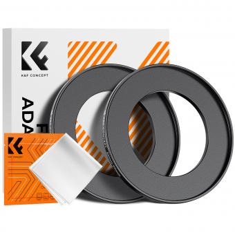 52-77mm Step Up Ring Aviation-grade Aluminum Filter Adapter Ring 2-pack with a Cleaning Cloth