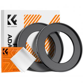 55-77mm Step Up Ring Aviation-grade Aluminum Filter Adapter Ring 2-pack with a Cleaning Cloth