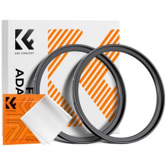 Anneau élévateur de 77 à 82mm, anneau adaptateur de filtre en aluminium de qualité aéronautique, paquet de 2 avec un chiffon de nettoyage
