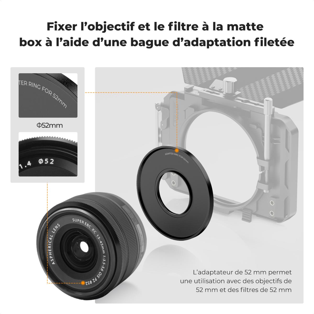 Bague d'adaptation Matte Box 52 mm