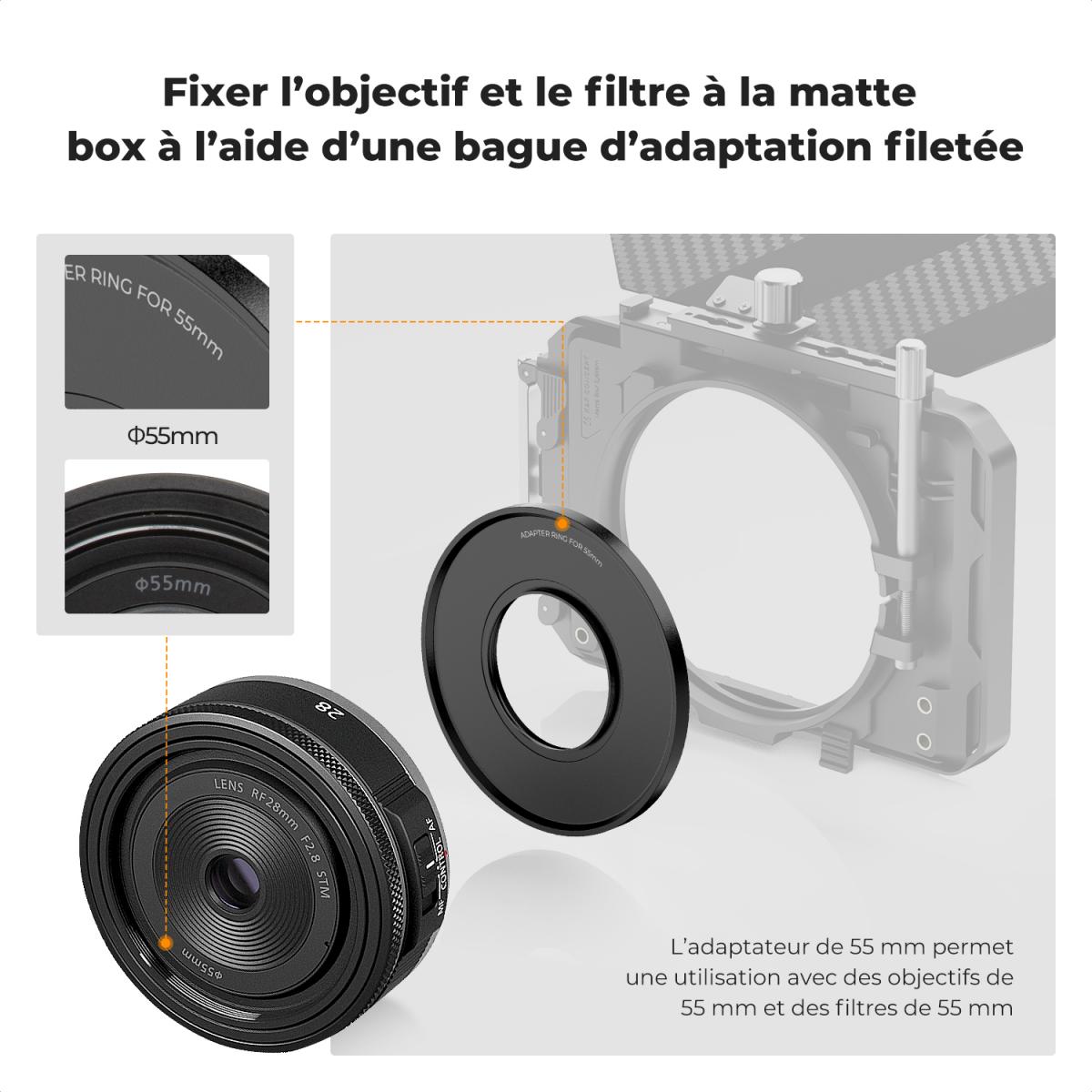 Bague d'adaptation Matte Box 55 mm