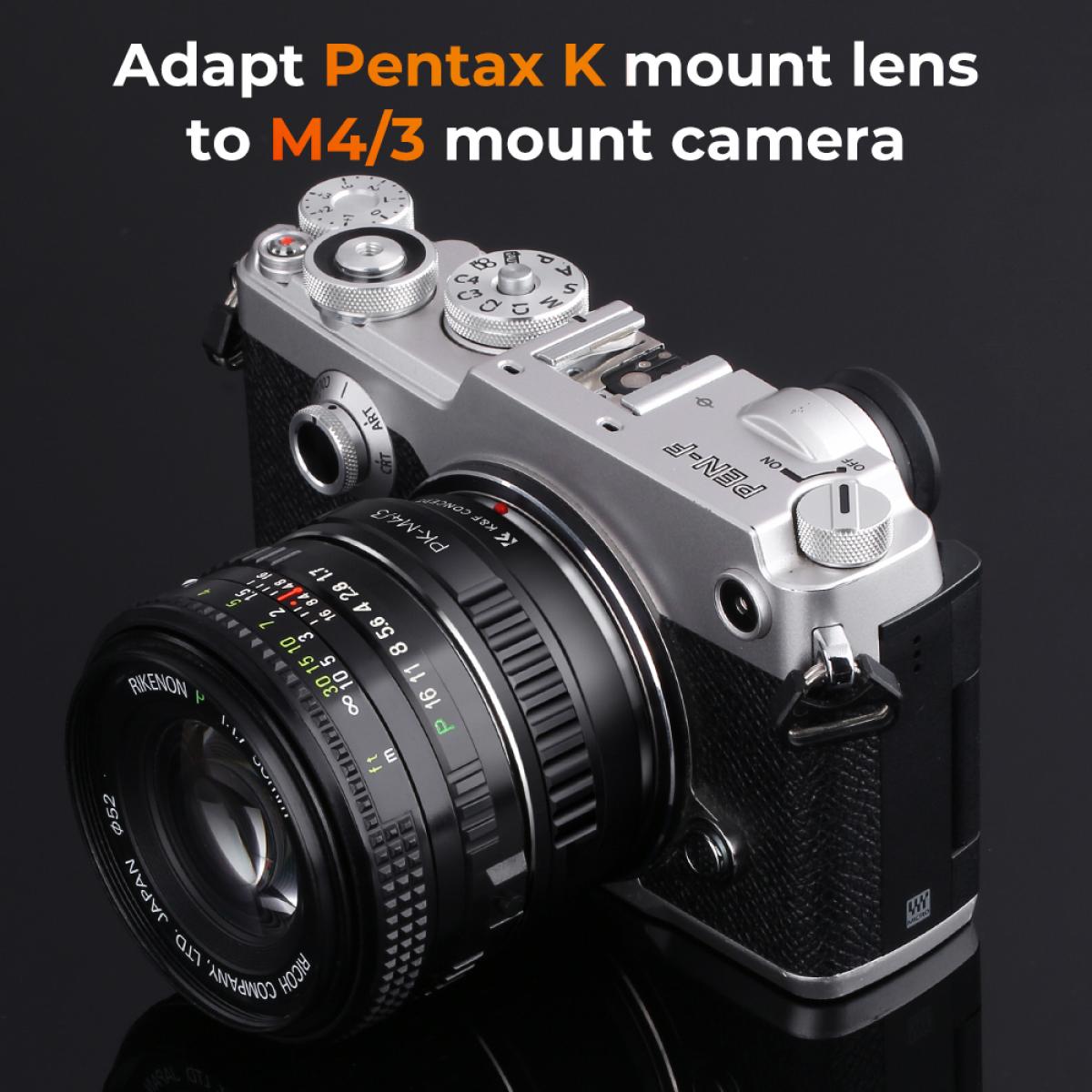 K&F Concept PK to M4/3 Adapter, Lens Mount Adapter Compatible with Pentax PK K Mount Lens to Micro 4/3 M43 MFT Mount Mirrorless Cameras 
