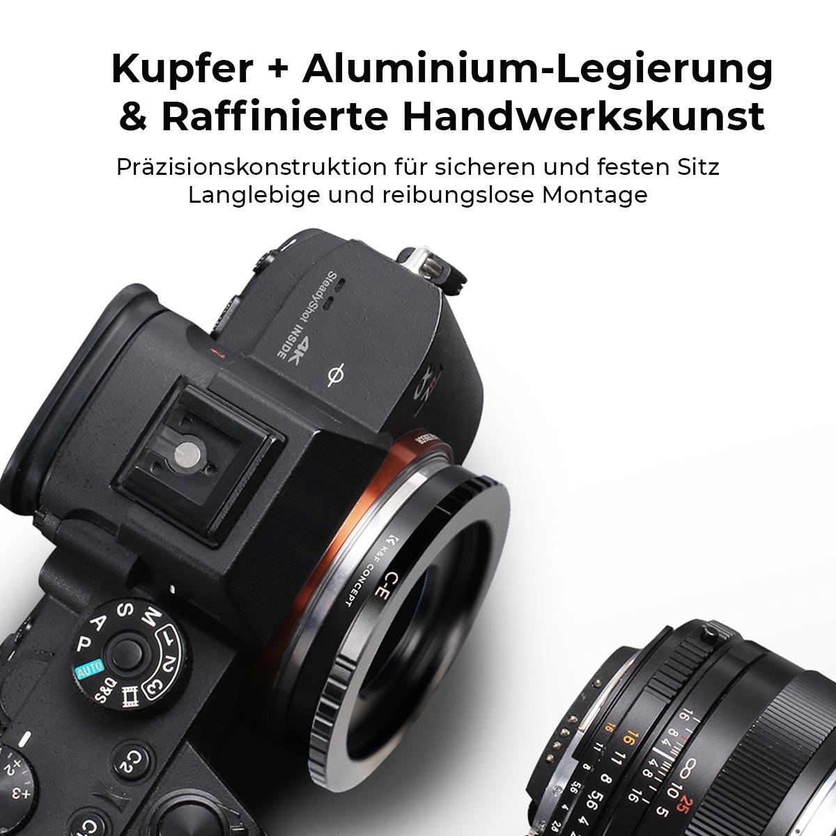 K&F Concept C-NEX Objektivadapter, für die Montage des C-Mount Objektivs an der Sony Alpha Nex E-Mount C-NEX Kamera