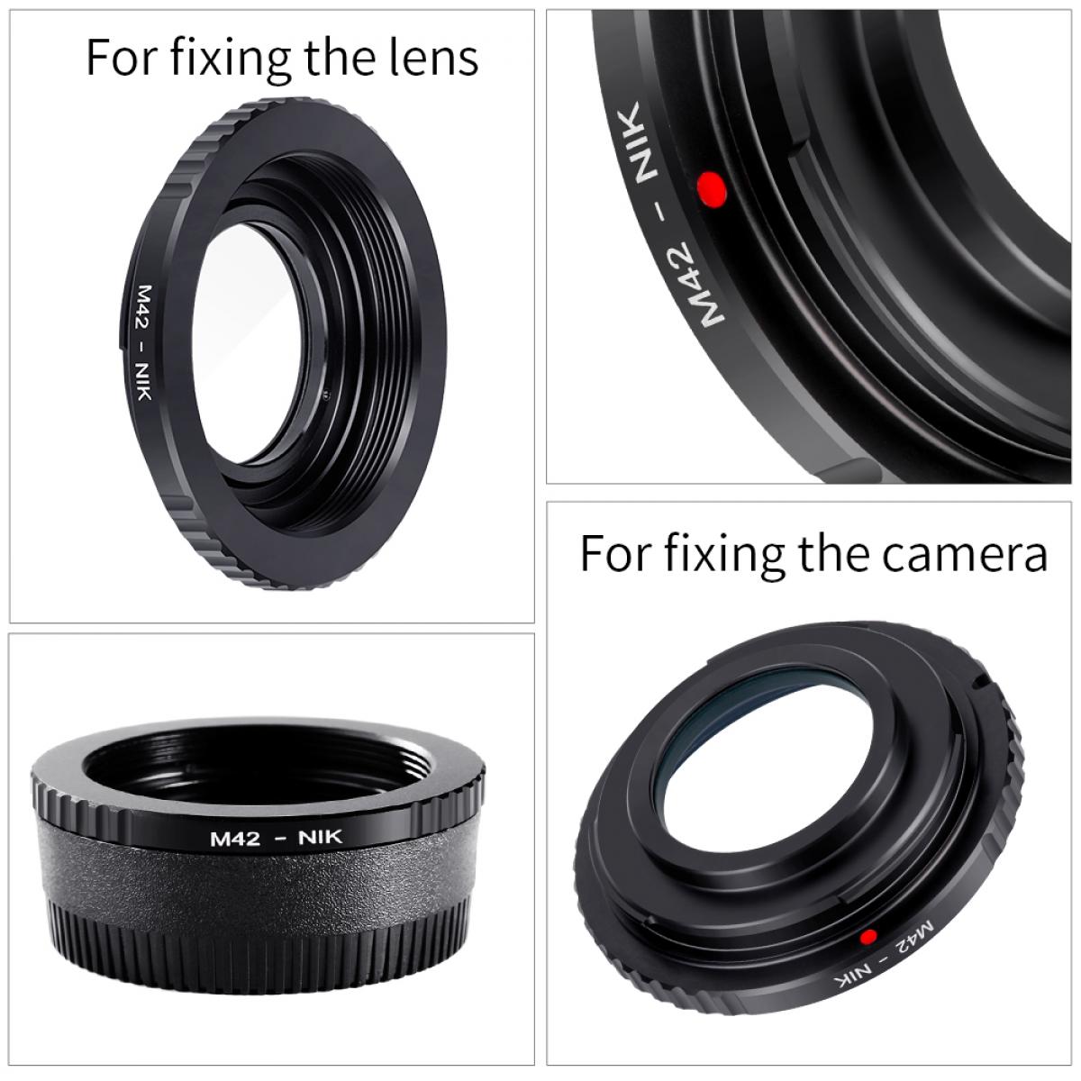 M42 Lenses to Nikon Camera Mount Adapter with Optic Glass