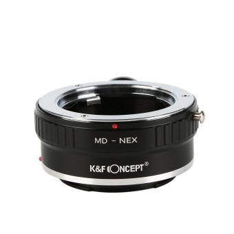 K&F Concept Adapter für Minolta MD/MC Objektiv auf Sony E/ NEX/Alpha Mount Kamera mit Halterung