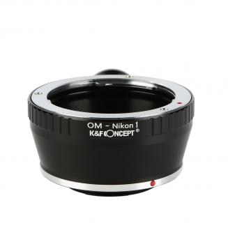 K&F Concept Adapter für Olympus OM Objektiv auf Nikon 1 Mount Kamera mit Halterung