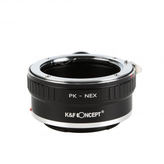 Adapter für Pentax K Objektiv auf Sony E Mount Kamera mit Halterung