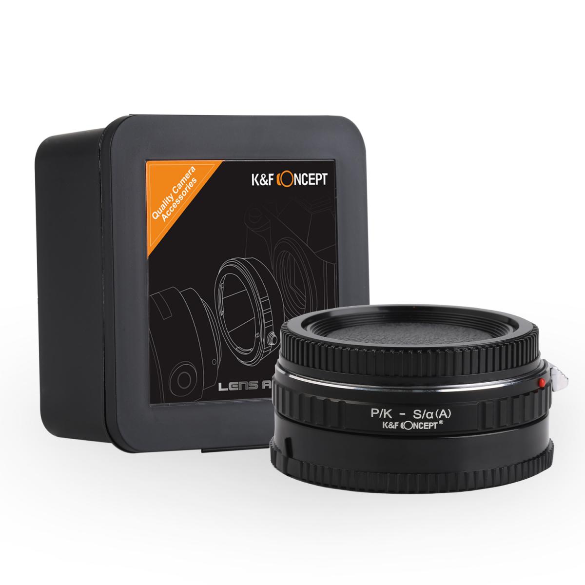 Pentax K Objektiv på Minolta A / Sony A Mount Kamera Adapter med optisk glas