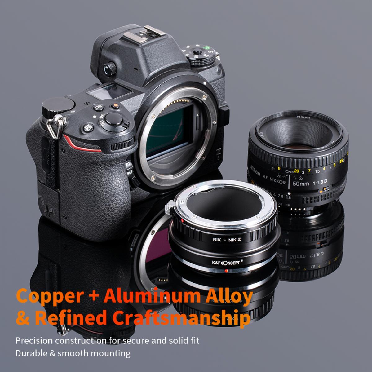 Adapter für Nikon F Objektiv auf Nikon Z Mount Kamera,aus Messing und Aluminium