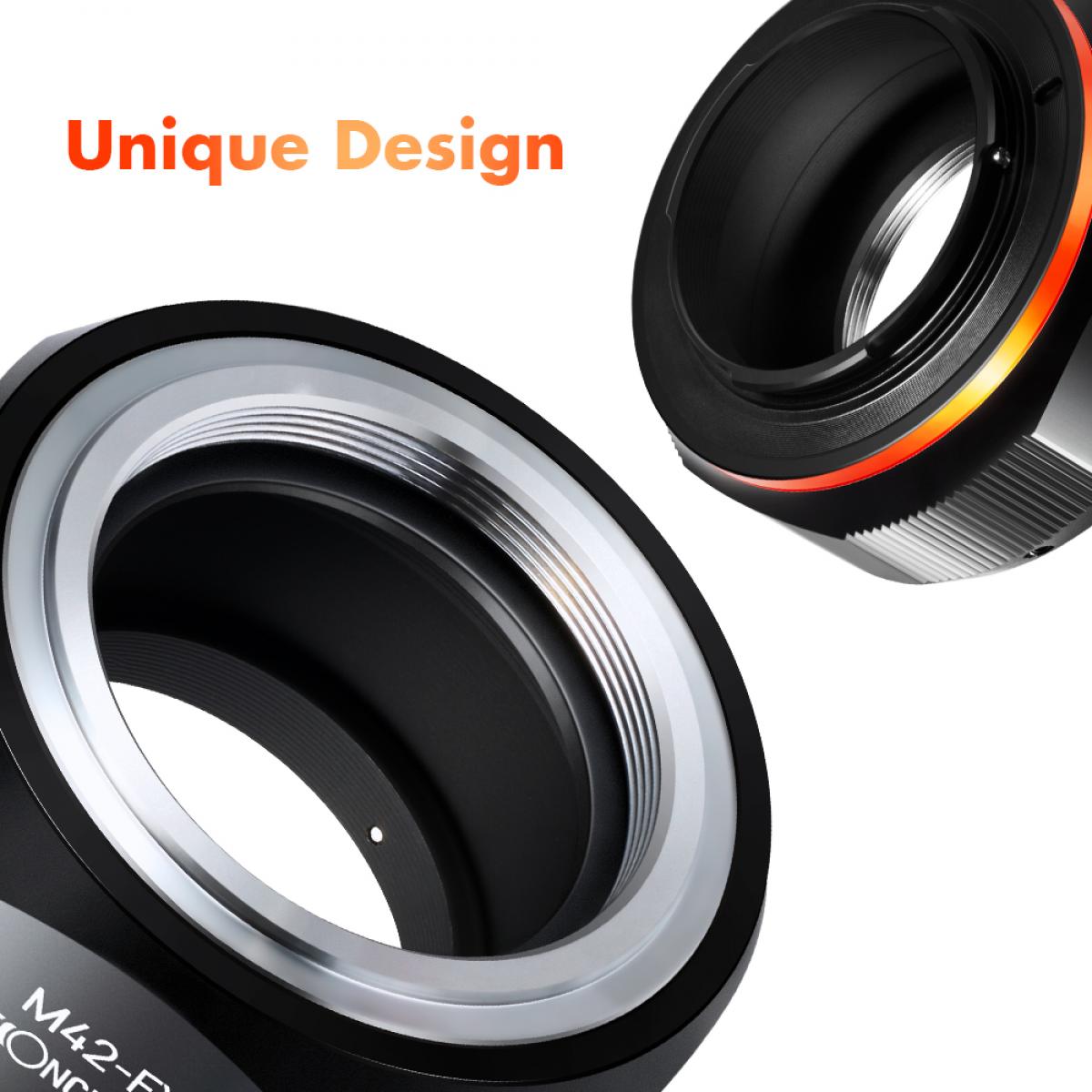 K&F Concept M10115  M42-FX PRO，New in 2020 high precision lens adapter (orange) 