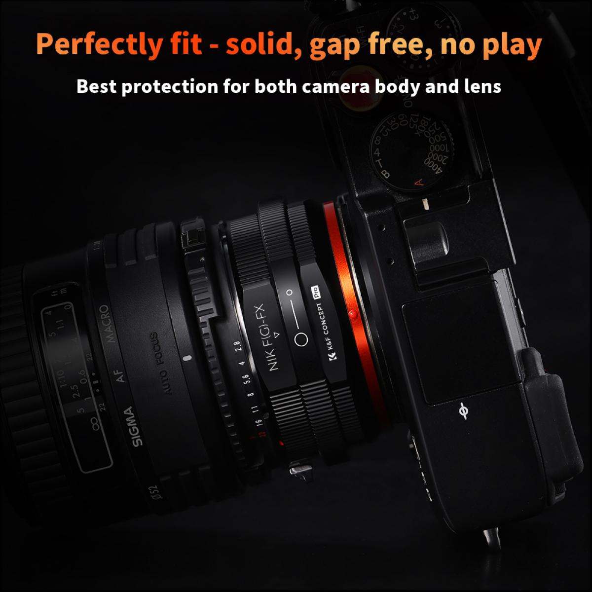 Nikon NIK(G)-FX PRO erittäin tarkka objektiivisovitin (oranssi) K&F Concept M18115 -objektiivisovitin