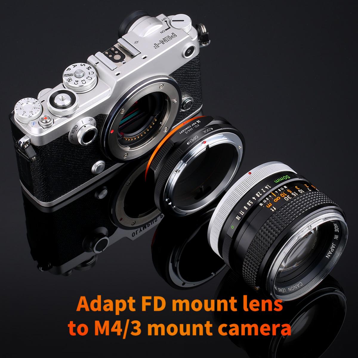FD-M4/3 PRO -objektiivisovitin (oranssi) K&F Concept M13125 -objektiivisovitin