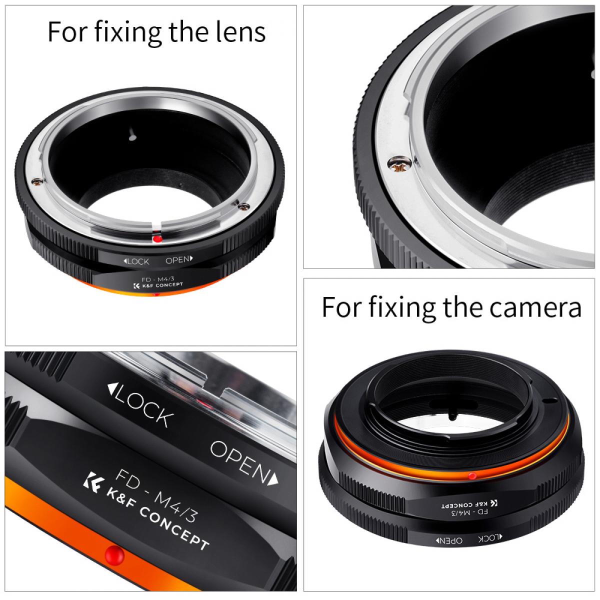 FD-M4/3 PRO -objektiivisovitin (oranssi) K&F Concept M13125 -objektiivisovitin