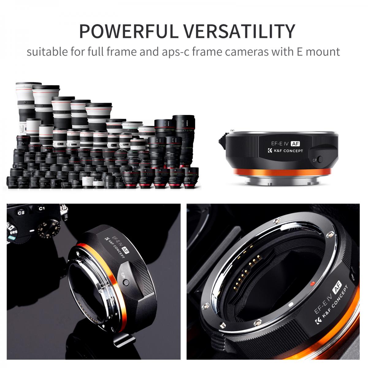 K&F Concept EFNEX Autofokus Adapter für Canon EOS EF Objektiv auf Sony