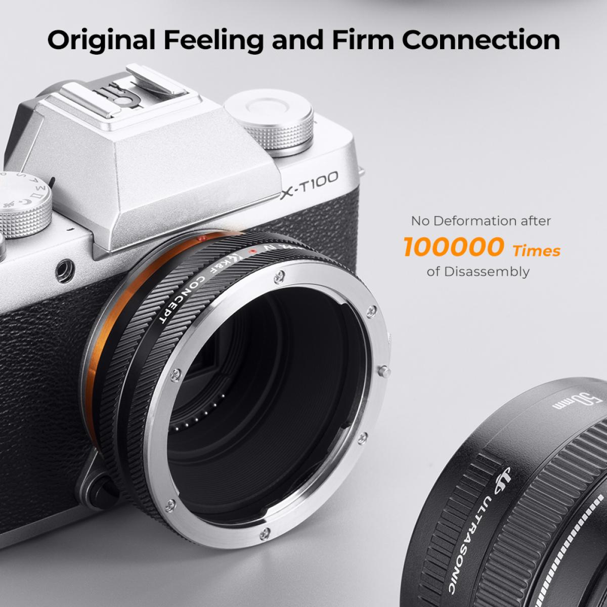 K&F Concept Canon EF Lens Yuvası - Fujifilm X Kamera Gövdesi Adaptör Halkası, mat lake, EF-FX IV PRO