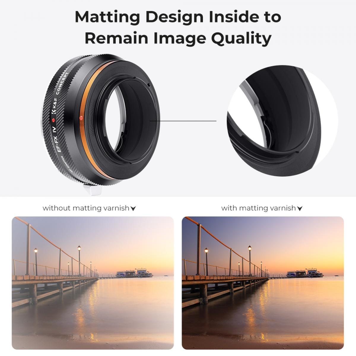 K&F Concept Canon EF Lens Yuvası - Fujifilm X Kamera Gövdesi Adaptör Halkası, mat lake, EF-FX IV PRO