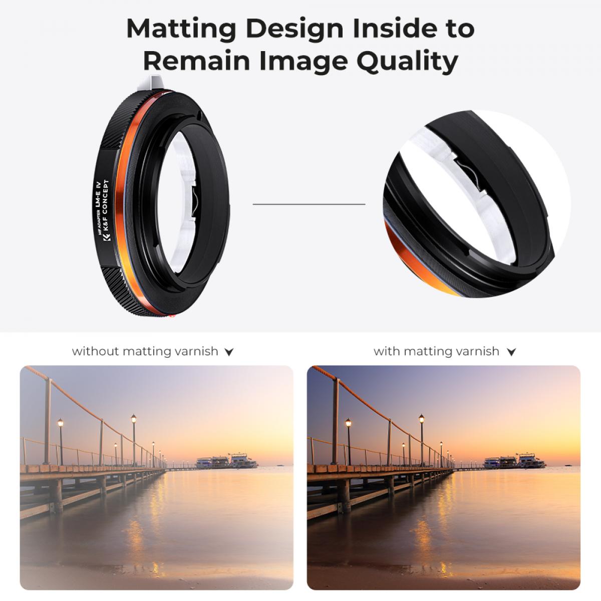 K&F Concept Leica M Lens Montajı - Sony E Kamera Gövdesi Adaptör Halkası, mat cila, L/ME IV PRO