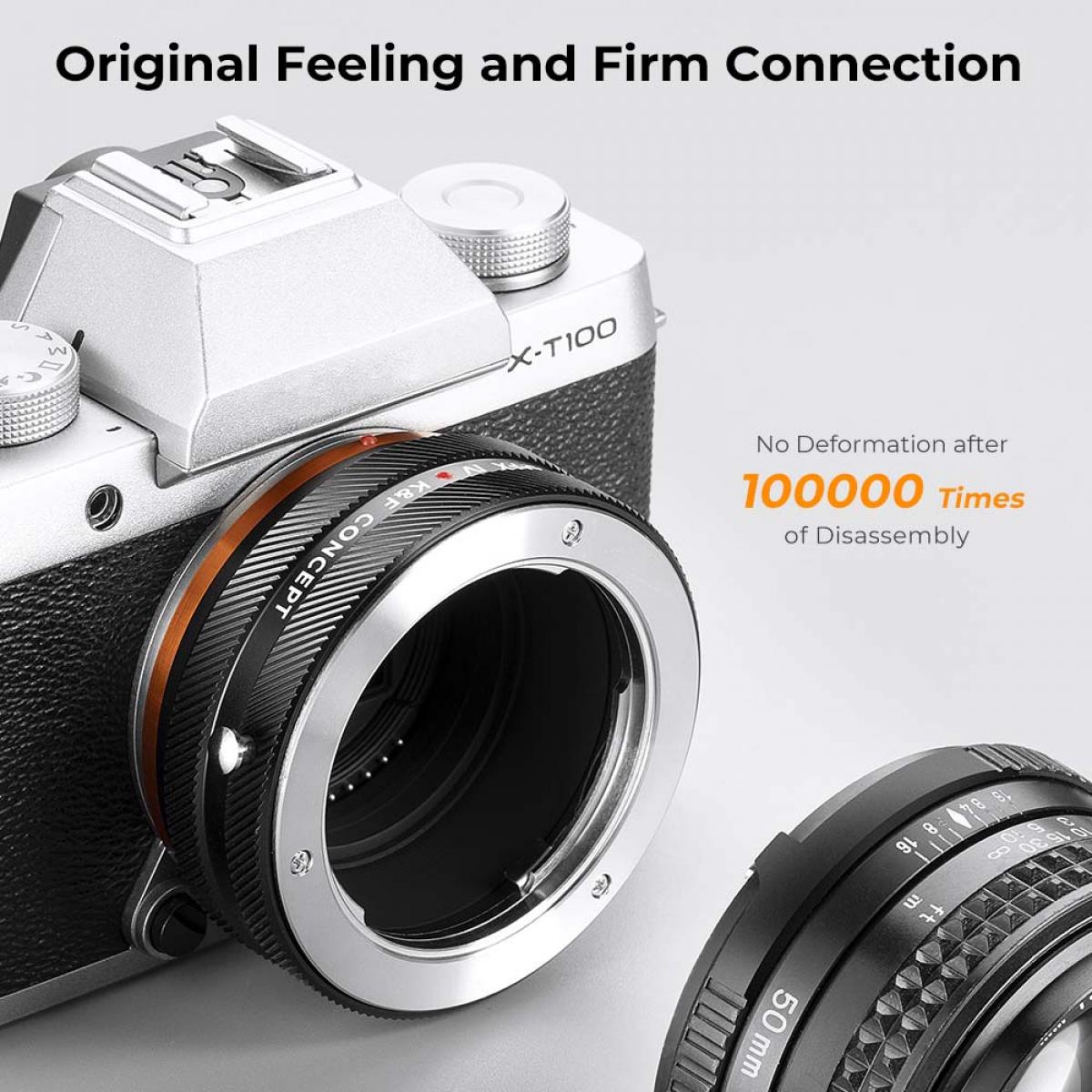 K&F Concept Minolta (SR / MD / MC) Lens Montajı - Fuji X Kamera Gövdesi Adaptör Halkası, mat cila, MD-FX IV PRO