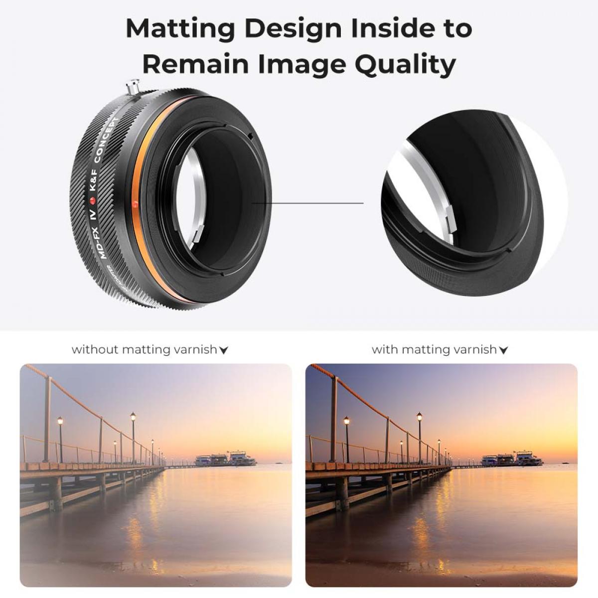 K&F Concept Minolta (SR / MD / MC) Lens Montajı - Fuji X Kamera Gövdesi Adaptör Halkası, mat cila, MD-FX IV PRO