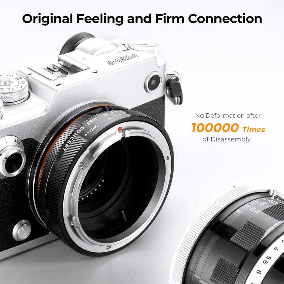 K&F Concept Canon FD/FL Lens Montajı - M4/3 Kamera Gövdesi Adaptör Halkası, mat lake, FD-M4/3 IV PRO