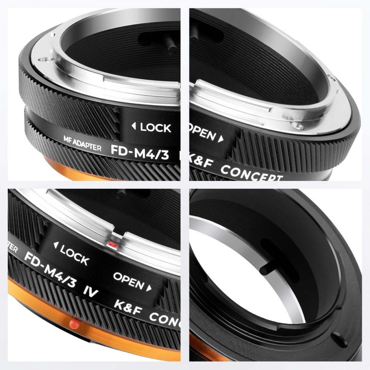 K&F Concept Canon FD/FL Lens Montajı - M4/3 Kamera Gövdesi Adaptör Halkası, mat lake, FD-M4/3 IV PRO