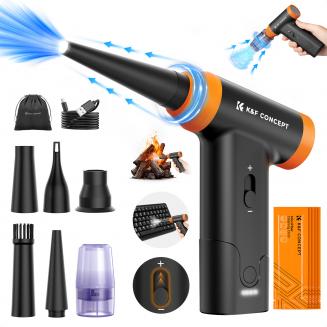 K&F Concept 2 in 1 Soffiatore Aspiratore Elettrica con Luce LED, 150000RPM Aria Compressa Spolverino Air Duster | Batteria 5000mAh | Velocità Regolabile | per Fotocamera,Auto,PC,Tastiera,All'aperto