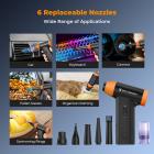 K&F Concept Blåser og sugekraft 2-i-1 trykkluftstøvsuger, med LED-lys, 150 000 o/min elektrisk luftstøvsuger, 3-girs justerbar og bærbar, støvblåser for datamaskin, tastatur, hus, utendørs og bil