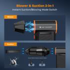 K&F Concept 2-i-1 magnetisk trykkluftstøvsuger, elektrisk luftstøvsuger 300 000 o/min støvsuger med 3 gir, supervindkraft, oppladbar børsteløs motor for datamaskin, tastatur, bil, hjem og utendørs rengjøring