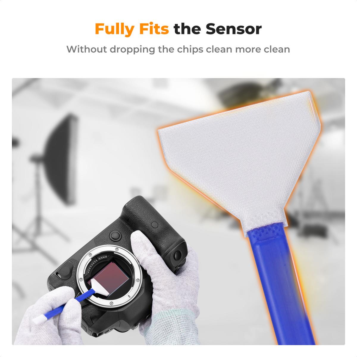 K&F Concept 2-1 24mm Rengøringspind til fuldformatsensor og søgerrensepind, DSLR SLR digitalkamera CMOS og CCD sensorrensepindssæt til Nikon Sony Canon kamerarens