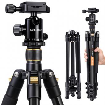 K&F Concept 64 inch/162cm DSLR Tripod,Lightweight and Compact Aluminum Camera Tripod with 360 Panorama Ball Head Quick Release Plate for Travel and Work B234A1+BH-28 (TM2324)