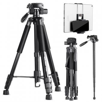 TM2624L 69.7‘’/177cm  Camera Tripod 8.8lbs Load Phone Tripod with 3-Way Pan Head & Detachable Monopod for DSLR(Available only in Ireland)