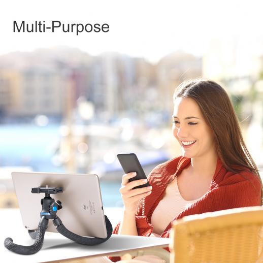 Mini trípode para teléfono, flexible, de alta calidad, compatible con  iPhone Samsung Go Pro, cámara digital pequeña, color negro