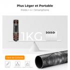 155 cm (60") Trépied Appareil Photo en Fibre de Carbone, Trépied Photo de Voyage Portable Professionnel avec Monopode, Trépied Caméra de Macrophotographie