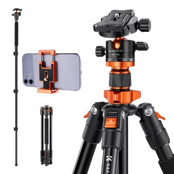 62''/158cm Kamera Stativ mit 2 in 1 Aluminium Schellwechselplatte Stativ Kamera mit Metall Kugelkopf, Monopod Funktion, Stativ für Smartphone und DSLR Kamera SA254M1(neues Modell:K254A1+BH-28L)