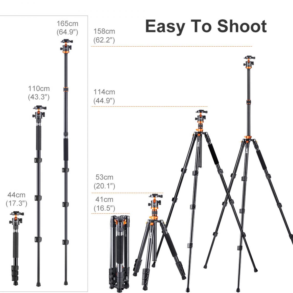 62''/158cm Aluminium Statief Monopod, Lichtgewicht Reisstatief, Quick