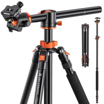 94"/2.4m Overhead Camera Tripod aluminum video Tripod Transverse Center Column 22lbs/10kg Load with Detachable Monopod for DSLR SLR, T254A8+BH-28L (SA254T1)