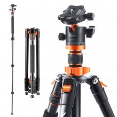 78''/200cm Kamera Stativ Tragbar Aluminium Fotostativ mit Einbeinstativ Funktion, 360° Kugelkopf inkl. Schnellverwechselplatte für Canon Nikon Sony Olympus K234A7 (S210)