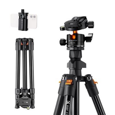 163cm Treppiede in Alluminio per Fotocamera con Testa a Sfera + Supporto per Telefono, Carico 10kg, Peso 1,29kg - K234A0+BH-28L